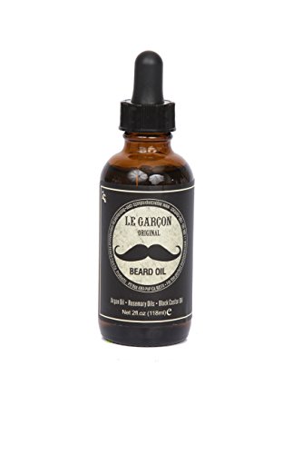 Le Garcon Beard Oil - Style Your Beard and Mustache. Brings Pleasure To Your Facial Hair Grooming. Includes Argan Oil, Rosemary Oils and Black Castor Oil For A Healthy, Tidy Beard
