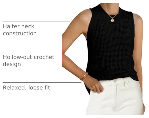 Image of PRETTYGARDEN Womens Summer Crochet Tank Tops Knit Sweater