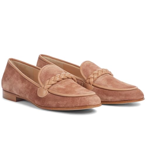 Image of MOOMMO Women Comfortable Suede Loafer Flats Round Closed Toe Slip On Penny Loafers Knitted Strap Oxford Loafer Shoes for Office Ladies Work Daily Casual Club Driver Flats Spring Elegant 4-11 M US