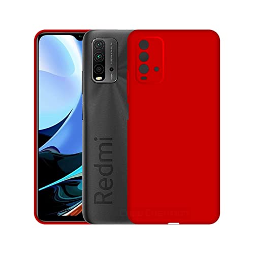 Image of Case Creation Liquid TPU Silicone Cover for Redmi 9 Power Soft Case,Anti-Dirty Slim Case Frosted Matte Cute Candy TPU Raised Bezel (Splash of Color) Back Case Cover for Redmi 9 Power - Glamour Red