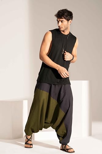 Image of The Veshti Company Stylish Harem Pants for Men's Cotton Hippie Style Baggy Oversized Yoga Pajama Pant