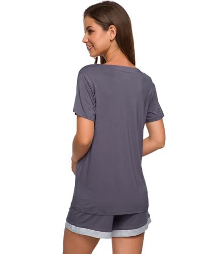 Image of WiWi Viscose from Bamboo Pajamas Set for Women Super Soft Short Sleeve Cooling Summer Plus Size Pjs Sets Sleepwear S-4X