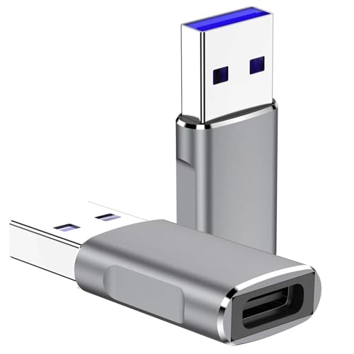 QCEs 10Gbps USB C Female to USB Male Adapter 2 Pack, USB 3.1 Gen2 to USB C Adapter Double-Sided Data Transfer and 60W Fast Charging Connector Compatible with iPhone 15/iPad/Air Pods,Quest Link