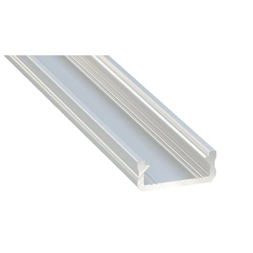 COFI 1453 LED Aluminium Profil Leiste Weiß | Typ D für Oberflächenmontage | Mit Endkappe und Montagehalterung | Gefroren Abdeckung | 1m | 1x