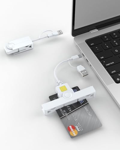 Lector de DNI Electrónico USB-A + USB-C,2en1 lector de tarjetas CAC inteligentes Military DOD USB Lector de tarjetas SIM CAC para Identificación portátil,ISO 7816 Clase A,B,C para Windows Linux Mac OS