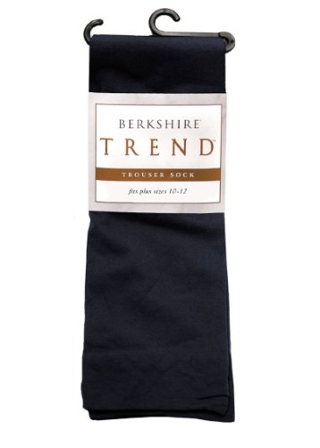 Berkshire Women's Plus-Size Queen Trend Opaque Trouser Socks - Sandalfoot, Black, Queen Size