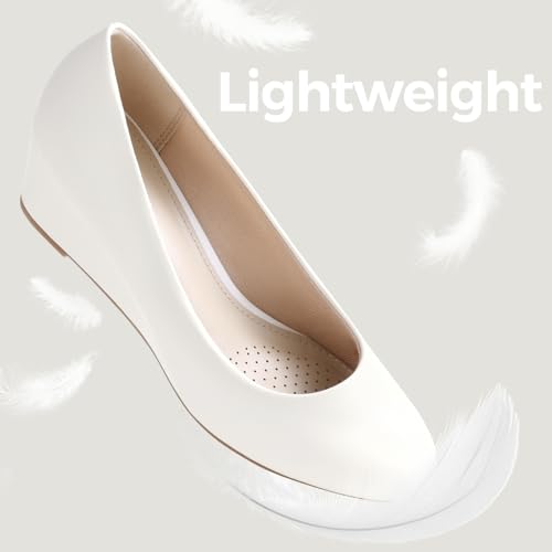 Image of Ankis Black Nude Silver Gold Wedges for Women, Low Heel Women's Wedge Comfortable Closed Toe Women Pumps Dress Shoes -2Inch