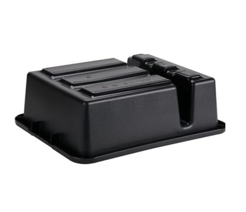 Soro Essentials- 21-1/4\" x 17-1/4\" x 7” Deep Commercial Divided Bus Box Black Color Polyethylene- Utility Bus Tub Food Service Bus Tub Wash Basin Dish Tub Tote Box Tubs Box Plastic Storage Organizer - Thumbnail 4