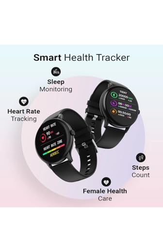 Image of Smart Watch with Bluetooth Calling, Digital Dialer, Round Display, Black and Grey Straps