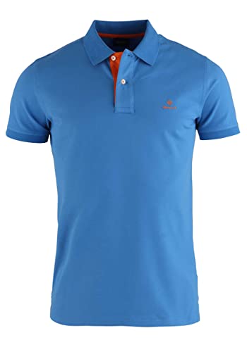 GANT Men's 4-COL Oxford SS Pique Polo Shirt, Day Blue, Standard, Day Blue, M