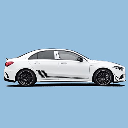 Sunjika Universal Vinyl Side Body Car Decals Sports Car Sticker Racing Stripes Car Side Body Vinyl Gaphic Decal Diy Modify Decoration Accessories For All Car Suv Vehicles (2Pc Black) #TOP6