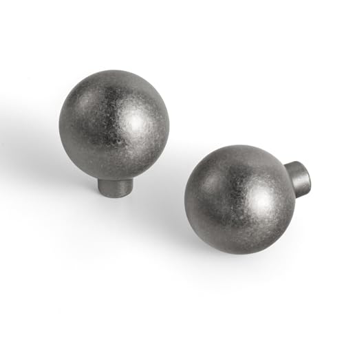 Goo-Ki 28MM(1.2 Inch) Antique Silver Cabinet Knob,Retro Cabinet Pulls with Zinc Alloy Material, Delicate Knob for Dresser, Drawer,Wardrobe Cabinet,6 Pack