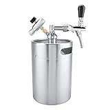 TRELVEX Tragbares Kegerator-Set, 5 l Mini-Edelstahlfass mit Zapfhahn, unter Druck stehendes Heimbrau-Craft-Beer-Zapfset hält die Kohlensäure für Craft Beer vom Fass und selbstgebrautes Bier