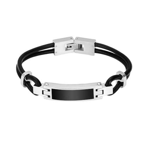 Bijoux de crémation urne bracelet double corde cuir acier inoxydable