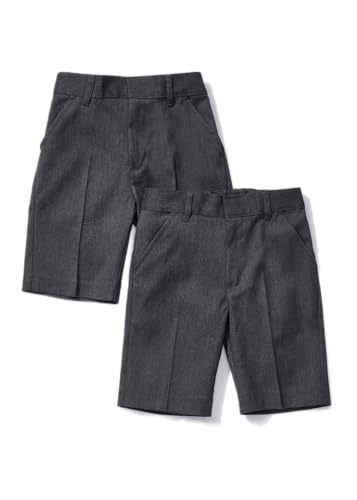 Listers Schoolwear Boys Twin-Pack School Shorts - Pull Up Elasticated Waist - Grey - Ages 2-18y Pull On