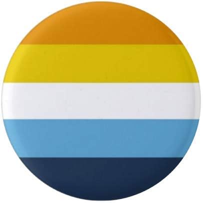 AroAce Orange Blue Aro Ace Pride Flag Pin 1.5” Round Circle Shape Metal Button Pin Badge Pinback 1.5 inch Pin 38 mm 3.8 cm - Image 2