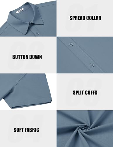 Chemise courte homme infroissable COOFANDY décontractée d'été - 5