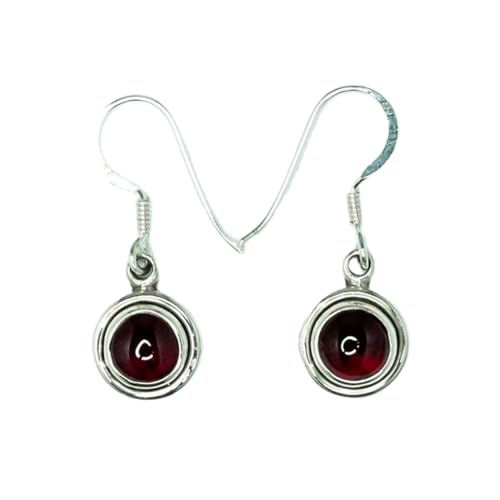 Boucles d'oreilles grenat rouge naturel argent 925 style minimaliste LK_RDG_00033