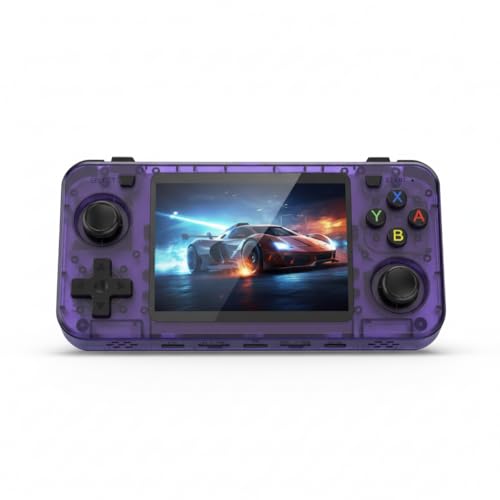 Genérico R36H Consola retro portatil version horizontal de R36S, +15000 Juegos Compatibles PS1, GBC, GBA, NDS, PSP, GameCube, Versión Premium (Purpura traslucido)