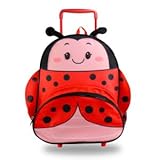 Mochila Infantil Joaninha com Rodinhas, 33 x 26 x 20 cm, 17 Litros, Design 3D