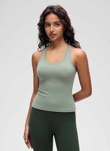 Image of CRZ YOGA Butterluxe Racerback Tank Waist Length | Yoga, Extremely Soft, Tight Fit, Scoop Neck, Sleeveless Tops for Women