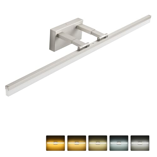 Image of SOLFART Bathroom Vanity Light 40-Inch: 5CCT Dimmable Brushed Nickel Led Bathroom Light Fixtures Over Mirror Adjustable Head Retractable Arm ETL