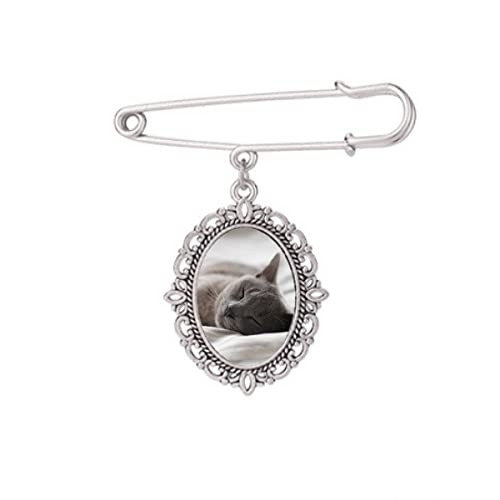 Broche chat gris taille M accessoire photographie robe