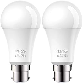 Dusk to Dawn Light Bulb,ProPOW 5W (40 Watt Equivalent) Sensor LED Bulbs A19 Automatic On/Off, Indoor/Outdoor Lighting Lamp for Porch Garage Driveway Yard Hallway Basement Patio(B22,Soft White,2-Pack)