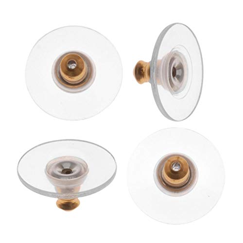 50-Piece Gold Tone Hypo Allergenic Bullet Clutch Earring Backs with Pad