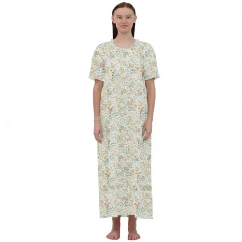 Chemise de nuit en coton anti-transpiring à manches courtes pour sommeil léger