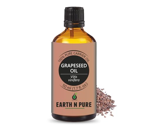 Image of Earth N Pure Grapeseed Oil | 100% Pure & Natural | Cold Pressed Carrier Oil | Lightweight & Fast-Absorbing | For Skin, Hair & Massage | 50ml