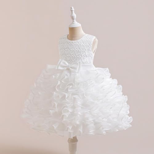 Girls Bow Layered Lace Birthday Party Tulle Pageant Dress Toddler Flower Girl Wedding Bridesmaid Prom Gowns for 2-8 Years4