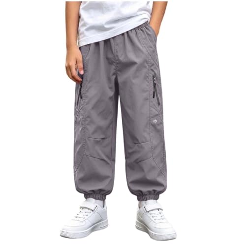 Slxbear Boys Girls Cargo Trousers Kids' Elastic Waist Casual Trackpants