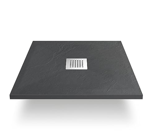 Miniatura 4 de Balneo Colador De Desagüe Para Plato De Ducha, Desagüe De Ducha, Tapa De Plato De Ducha De Bandeja De Piedra Cuadrada - Cromo A Cuadros 132 X 132mm Adecuado Para Los Platos De Ducha