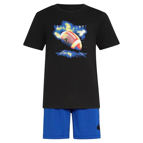 Image of adidas Boys' Short Sleeve Cotton Tee Shirt and Logo Short Set