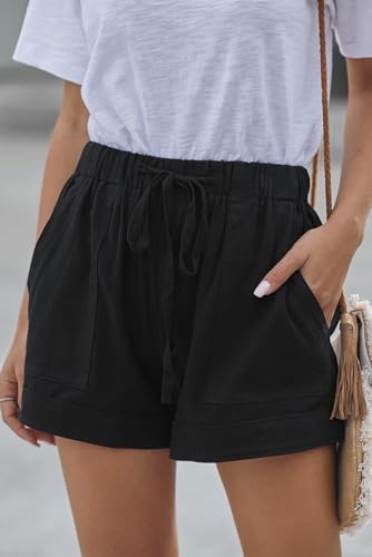 Image of YOCUR Womens Lightweight Shorts Casual Baggy Trendy Hot Pants Elastic Waist Drawstring Comfy Shorts