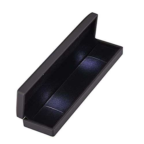 Long Chain Necklace Jewelry Gift Box Case With Led Light, Elegant Velvet Necklace Pendant Bracelet Box For Jewelry Display Wedding Engagment Valentine's Day (Black) #TOP2