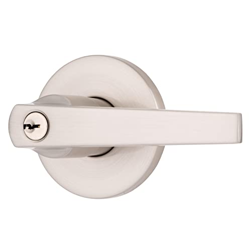 BRINKS - Lexa Home Front Door Keyed Door Lever, Satin Nickel - Modern Outdoor Entrance Hands-Free Front Door Keyed Lockset Handle Nickel Finish by BRINKS - Image 2