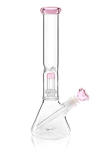 Zlewka Bongs, ze szkła dymnego, fajka wodna, akcesoria o wielkości 30 cm (różowa)