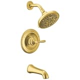 Delta Roe 14 Series 5-Setting Bathtub and Shower Faucet Set, Brushed Gold Shower Head and Handle Set, Valve Trim Kit...