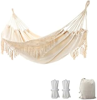 Garden Hammock With Elegant Tassels 2 Person Macrame Hammock Bed With Carrying Bag For Patio, Yard, Outdoor And Indoor Load 450lbs