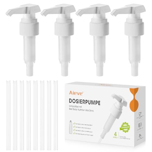 Aieve 4er Set Dosierpumpe kompatibel mit Best B. Nutrition Vital Drink Sirup Pumpe für 1L Flasche, 5 ml pro Hub (Nicht für 500ml Flasche)