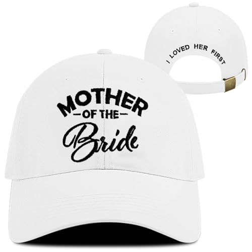 Mother of The Bride Gifts Mama Hat, Wedding Gifts for Mom from Bride Daughter, I Loved Her First Adjustable Baseball Cap (Mother)