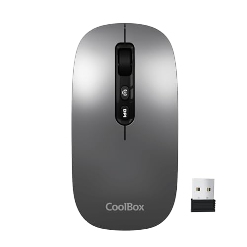 CoolBox W02 Ratón Inalámbrico Silencioso con Botón IA, Recargable, Ambidiestro, Triple Conexión Inalámbrica BT3.0, BT5.0 y 2.4Ghz, dpi Ajustable. Mouse Inalámbrico para Portátil,PC,Mac,Apple. Gris