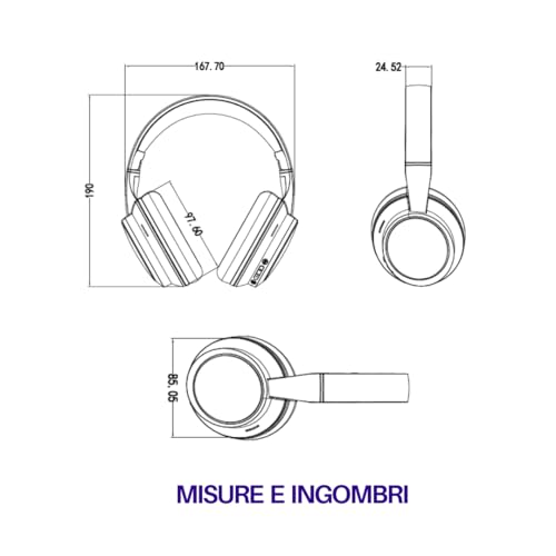 DJ 12E35 BT Cuffie Wireless Over Ear, Stereo HiFi con Microfono, 8h Autonomia, Comandi su Padiglione, Pieghevoli e Leggere, Compatibili con iOS e Android, per Viaggio, PC, Telefono e Ufficio - Cuffia gaming - Immagine 6
