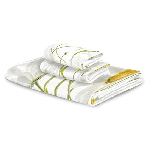 Hatesah Bath Towels Set Rustic White Daisy Summer Flowers Nature Floral Luxury Towels Soft Absorbent 3 Piece Bathroom Towels Set,1 Bath Towel,1 Hand Towel,1 Washcloth,Decorative Towels For Spa,Gym #TOP7