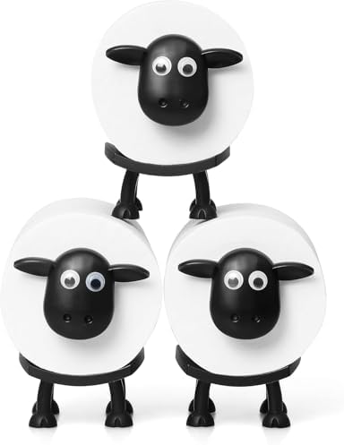 3PC Toilet Roll Holder - Funny Toilet Paper Holder Free Standing Bathroom Set - 3D Printed Black Sheep Loo Roll Holder - Hilarious Tissue Paper Roll Storage - Cute Bathroom Decor image 3