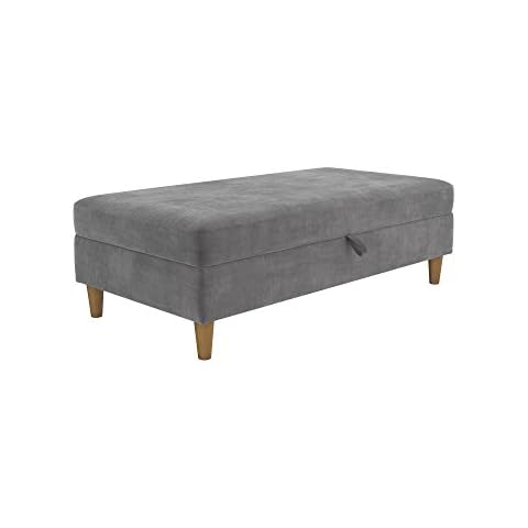 DHP Hartford Grey Chenille Storage Ottoman Cover