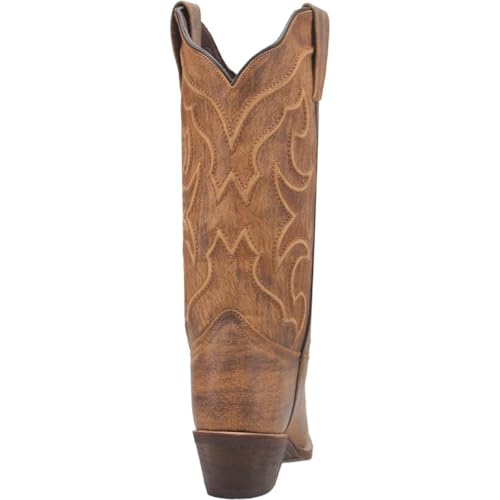 Image of Laredo Womens Reva Embossed Snip Toe Pull On Casual Boots Mid Calf Low Heel 1-2 inch - Brown
