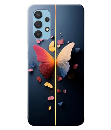 Image of Stylish Butterfly Printed Hard Back Case Cover Compatible for Samsung Galaxy A32 (Multicolor) - D1665